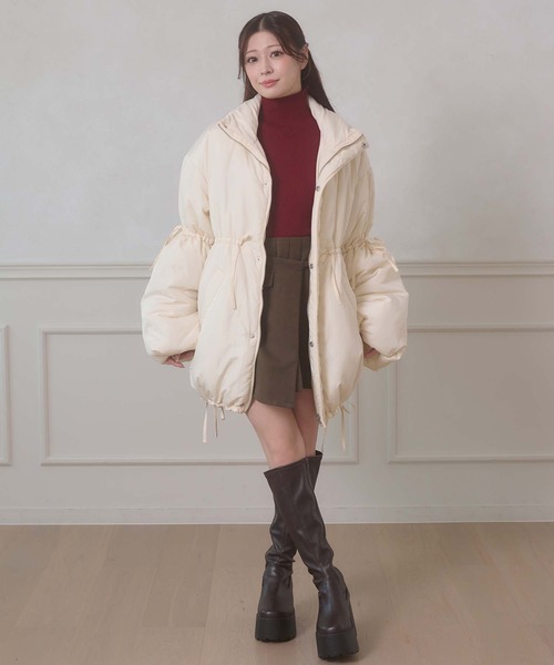 Ambre Neige(アンブルネージュ)の「padding stand collar middle blouson / ナカワタスタンドカラーミドルブルゾン(ブルゾン・レディース・ダークブラウン/ブラック/アイボリー・FREE)」の8枚目の写真