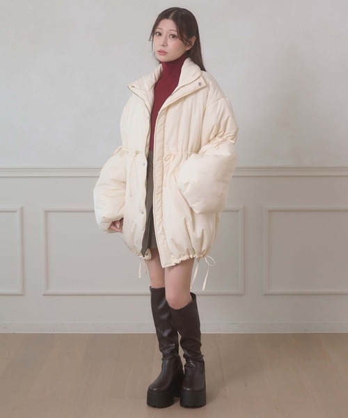 Ambre Neige(アンブルネージュ)の「padding stand collar middle blouson / ナカワタスタンドカラーミドルブルゾン(ブルゾン・レディース・ダークブラウン/ブラック/アイボリー・FREE)」の9枚目の写真