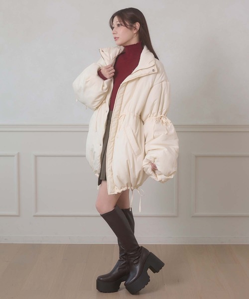 Ambre Neige(アンブルネージュ)の「padding stand collar middle blouson / ナカワタスタンドカラーミドルブルゾン(ブルゾン・レディース・ダークブラウン/ブラック/アイボリー・FREE)」の10枚目の写真