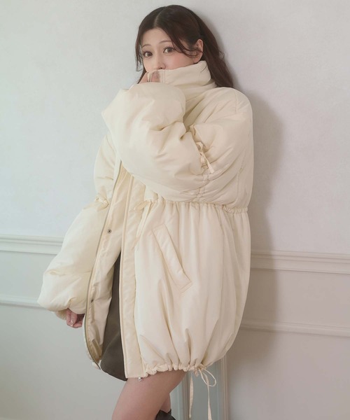Ambre Neige(アンブルネージュ)の「padding stand collar middle blouson / ナカワタスタンドカラーミドルブルゾン(ブルゾン・レディース・ダークブラウン/ブラック/アイボリー・FREE)」の6枚目の写真