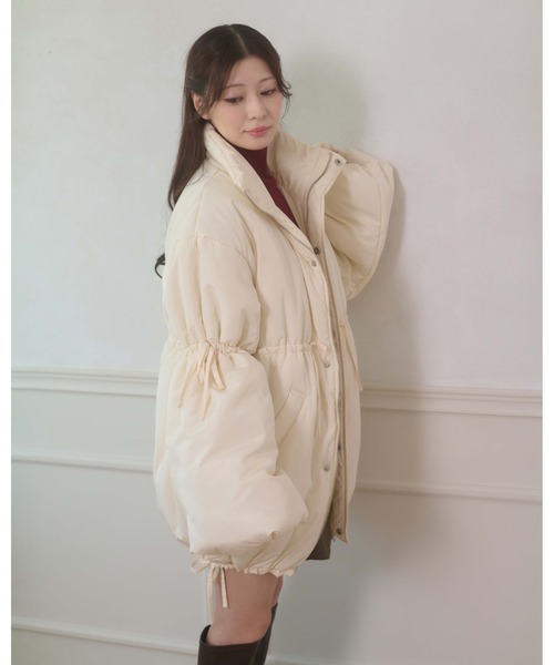 Ambre Neige(アンブルネージュ)の「padding stand collar middle blouson / ナカワタスタンドカラーミドルブルゾン(ブルゾン・レディース・ダークブラウン/ブラック/アイボリー・FREE)」の7枚目の写真