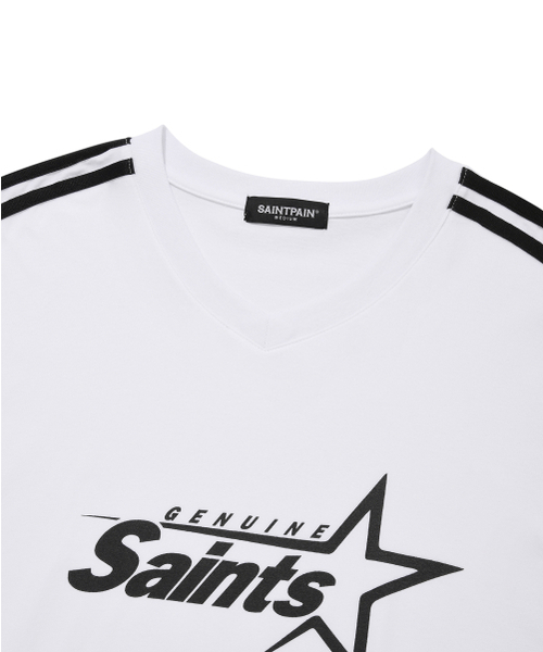 SAINTPAIN（セイントペイン）の「SPセイントビッグスターロゴVネックTシャツ-ホワイト（Tシャツ/カットソー・レディース・その他・LARGE/MEDIUM）」の3枚目の写真