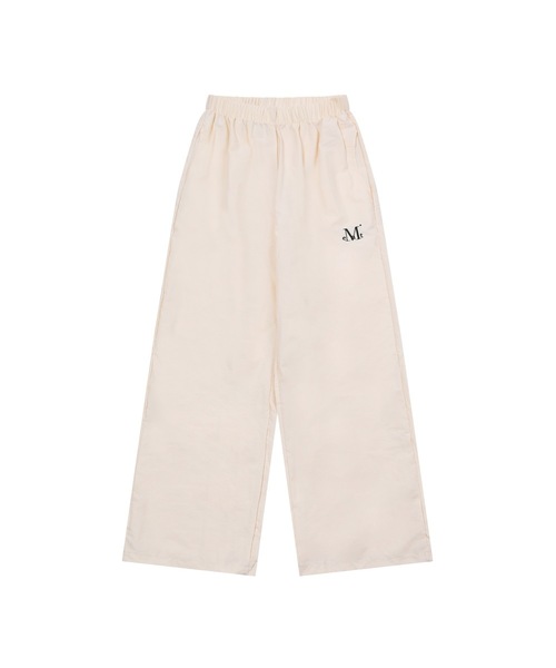 MUCENT(ムセント)の「マドリードポリナイロンワイドパンツ 男女共用 (5カラー)(スウェットパンツ・レディース・チャコール/パープル/ブルー/ブラック/アイボリー・LARGE/1/SMALL)」の2枚目の写真