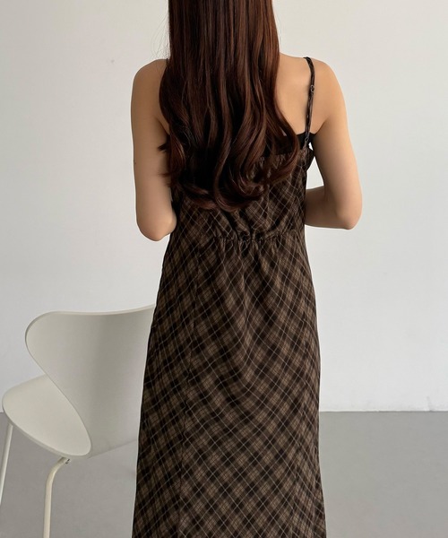 callautia(カラウティア)の「シアーチェックマーメイドキャミワンピース(ワンピース・レディース・ブラウン/ブラック・SMALL/MEDIUM/LARGE/X-LARGE)」の7枚目の写真