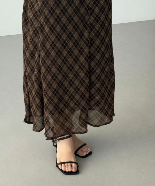 callautia(カラウティア)の「シアーチェックマーメイドキャミワンピース(ワンピース・レディース・ブラウン/ブラック・SMALL/MEDIUM/LARGE/X-LARGE)」の8枚目の写真