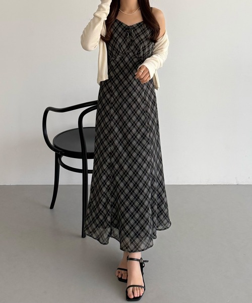 callautia(カラウティア)の「シアーチェックマーメイドキャミワンピース(ワンピース・レディース・ブラウン/ブラック・SMALL/MEDIUM/LARGE/X-LARGE)」の11枚目の写真