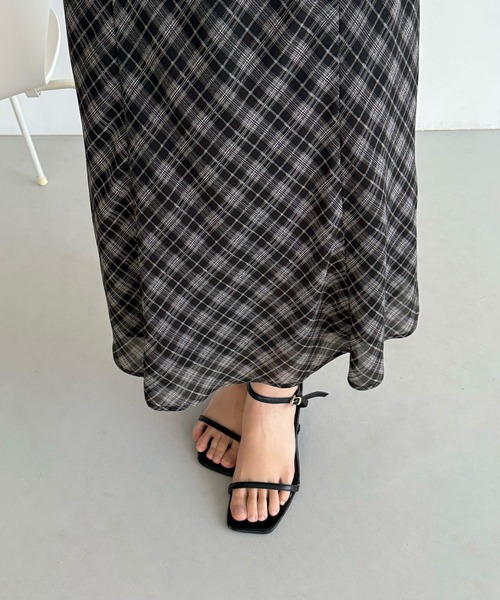 callautia(カラウティア)の「シアーチェックマーメイドキャミワンピース(ワンピース・レディース・ブラウン/ブラック・SMALL/MEDIUM/LARGE/X-LARGE)」の14枚目の写真
