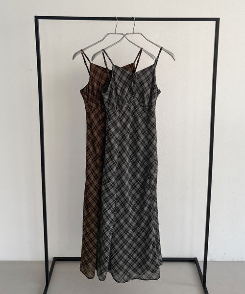 callautia(カラウティア)の「シアーチェックマーメイドキャミワンピース(ワンピース・レディース・ブラウン/ブラック・SMALL/MEDIUM/LARGE/X-LARGE)」の15枚目の写真