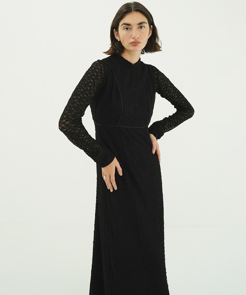 CLANE（クラネ）の「PIPING LINE LACE ONE PIECE（ワンピース・レディース・ベージュ/ブラック・0/1/2）」の16枚目の写真