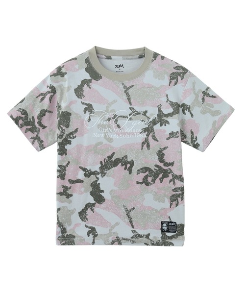 X-girl(エックスガール)の「FADED CURSIVE SCRIPT LOGO CAMO S/S TEE(Tシャツ/カットソー・レディース・ピンク/カモフラージュ・S/M/L)」の10枚目の写真