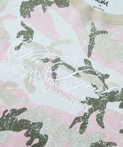 X-girl(エックスガール)の「FADED CURSIVE SCRIPT LOGO CAMO S/S TEE(Tシャツ/カットソー・レディース・ピンク/カモフラージュ・S/M/L)」の13枚目の写真