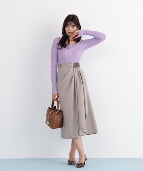 PINKY&DIANNE（ピンキーアンドダイアン）の「◆サイドパッチタックスカート（スカート・レディース・ベージュ/ネイビー・38/36）」の7枚目の写真