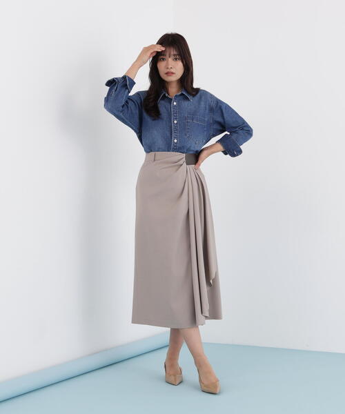 PINKY&DIANNE（ピンキーアンドダイアン）の「◆サイドパッチタックスカート（スカート・レディース・ベージュ/ネイビー・38/36）」の8枚目の写真