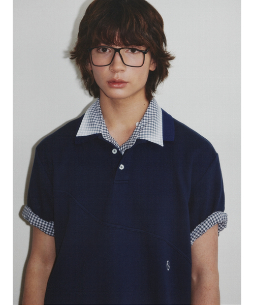 Wave Cutting PK Shirt_Navy