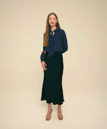 Mermaid Maxi Satin Skirt_Dark Sarpphire