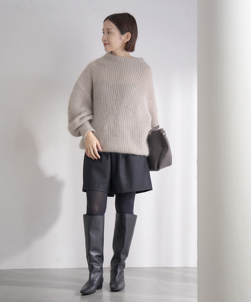 IENA（イエナ）の「キッドモヘヤミックス 片畦プルオーバー（ニット/セーター・レディース・チャコールグレー/ライトグレー/サックスブルー・FREE）」の18枚目の写真