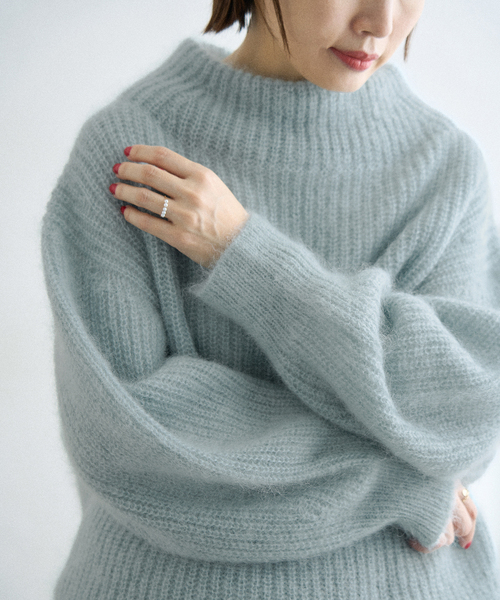 IENA（イエナ）の「キッドモヘヤミックス 片畦プルオーバー（ニット/セーター・レディース・チャコールグレー/ライトグレー/サックスブルー・FREE）」の21枚目の写真