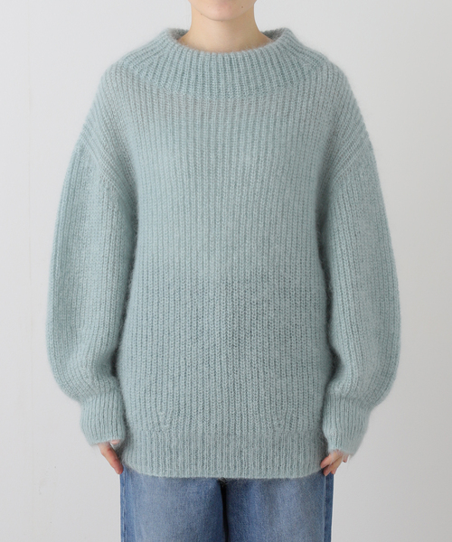 IENA（イエナ）の「キッドモヘヤミックス 片畦プルオーバー（ニット/セーター・レディース・チャコールグレー/ライトグレー/サックスブルー・FREE）」の13枚目の写真