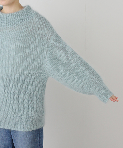IENA（イエナ）の「キッドモヘヤミックス 片畦プルオーバー（ニット/セーター・レディース・チャコールグレー/ライトグレー/サックスブルー・FREE）」の16枚目の写真