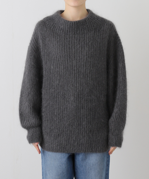 IENA（イエナ）の「キッドモヘヤミックス 片畦プルオーバー（ニット/セーター・レディース・チャコールグレー/ライトグレー/サックスブルー・FREE）」の7枚目の写真