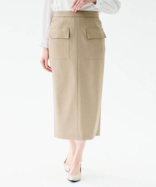UNTITLED(アンタイトル)の「【ストレッチ性/洗える】アウトポケット ナロースカート(スカート・レディース・ベージュ/ブラウン系その他・50/48/46/44/42/04/03/02/01/00)」の2枚目の写真