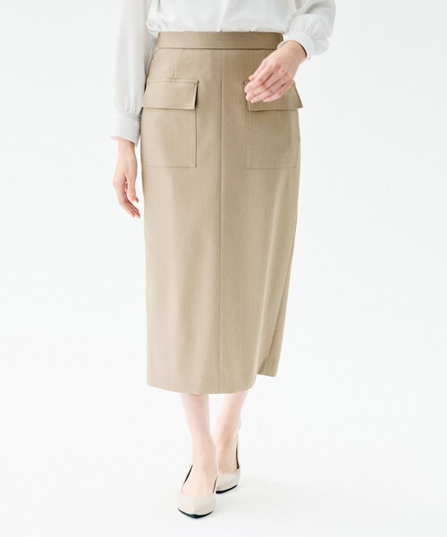 UNTITLED(アンタイトル)の「【ストレッチ性/洗える】アウトポケット ナロースカート(スカート・レディース・ベージュ/ブラウン系その他・50/48/46/44/42/04/03/02/01/00)」の3枚目の写真
