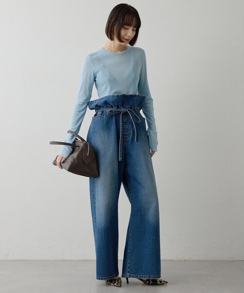 Whim Gazette(ウィムガゼット)の「フリルデニムパンツ(デニムパンツ・レディース・インディゴブルー・36/38)」の4枚目の写真