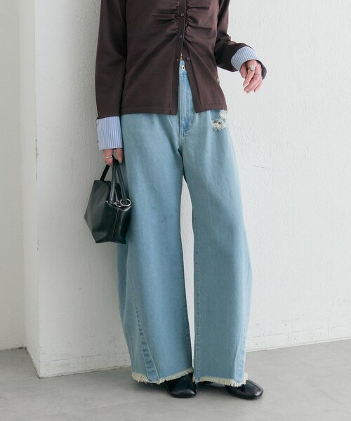 mystic(ミスティック)の「クラッシュカーブパンツ(デニムパンツ・レディース・ブラック/ブルー/オフホワイト・2/0/1)」の3枚目の写真