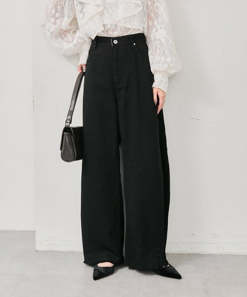 mystic(ミスティック)の「クラッシュカーブパンツ(デニムパンツ・レディース・ブラック/ブルー/オフホワイト・2/0/1)」の2枚目の写真