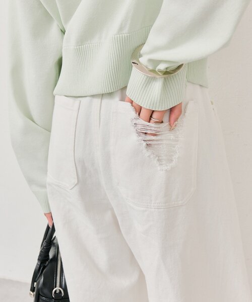 mystic(ミスティック)の「クラッシュカーブパンツ(デニムパンツ・レディース・ブラック/ブルー/オフホワイト・2/0/1)」の12枚目の写真