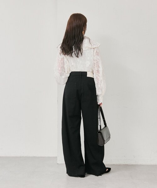 mystic(ミスティック)の「クラッシュカーブパンツ(デニムパンツ・レディース・ブラック/ブルー/オフホワイト・2/0/1)」の4枚目の写真