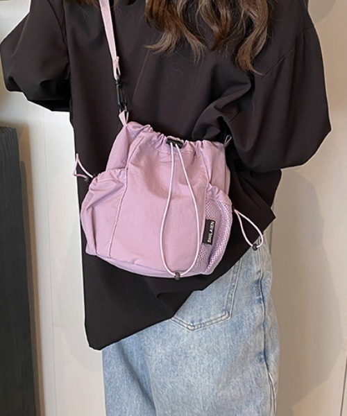 SHEPP(シープ)の「ドロストメッシュポケット 巾着 ショルダー(ショルダーバッグ・レディース・ブルー/ブラック/グリーン/ベージュ/パープル・F)」の5枚目の写真