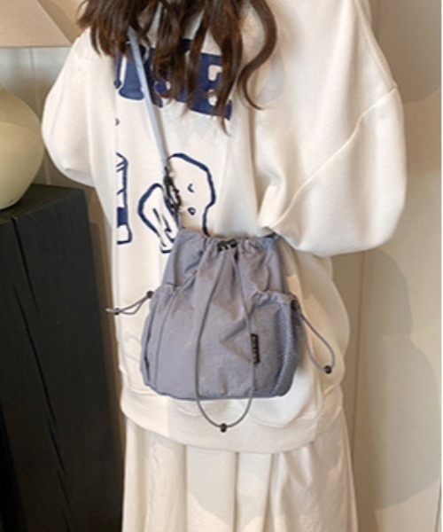 SHEPP(シープ)の「ドロストメッシュポケット 巾着 ショルダー(ショルダーバッグ・レディース・ブルー/ブラック/グリーン/ベージュ/パープル・F)」の6枚目の写真