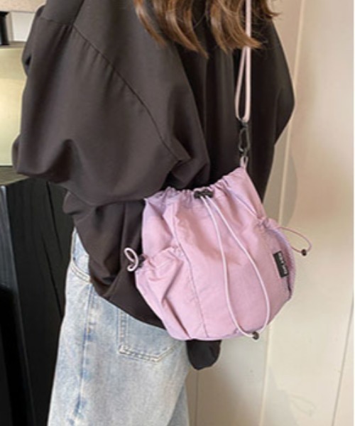 SHEPP(シープ)の「ドロストメッシュポケット 巾着 ショルダー(ショルダーバッグ・レディース・ブルー/ブラック/グリーン/ベージュ/パープル・F)」の7枚目の写真