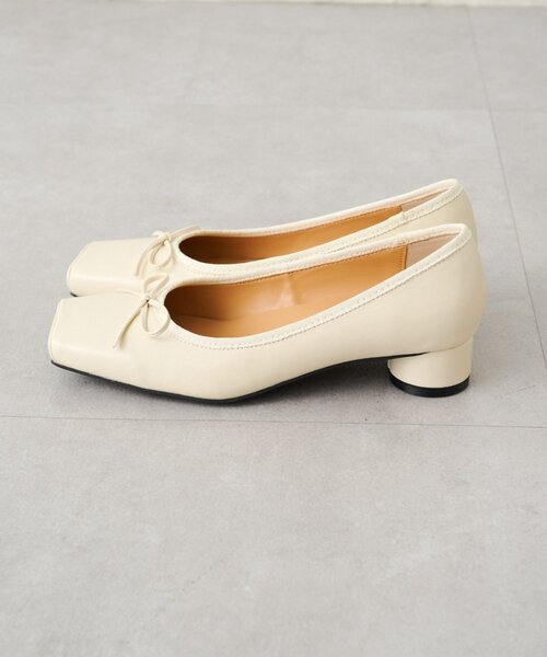 LOUNGEDRESS（ラウンジドレス）の「【GALENA/ガレナ】スクエアトゥバレエパンプス（パンプス・レディース・アイボリー/ブラック・38/37/36）」の4枚目の写真