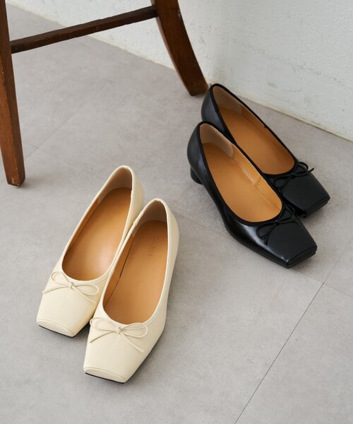 LOUNGEDRESS（ラウンジドレス）の「【GALENA/ガレナ】スクエアトゥバレエパンプス（パンプス・レディース・アイボリー/ブラック・38/37/36）」の6枚目の写真