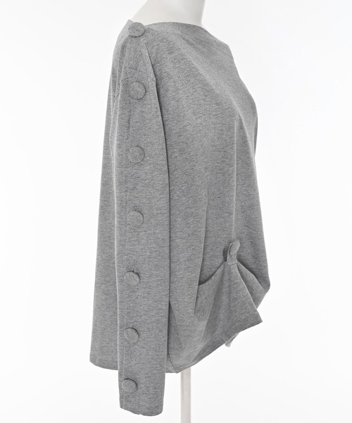 Narcissus（ナルシス）の「ボタンカーブロンＴ（Tシャツ/カットソー・レディース・ブラック/グレー・FREE）」の5枚目の写真