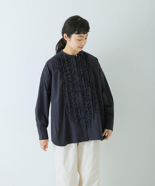かぐれ（カグレ）の「コットンフリルワイドシャツ（シャツ/ブラウス