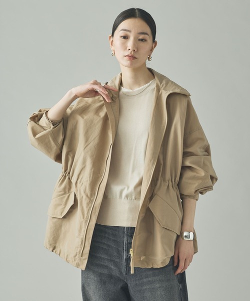 Curensology（カレンソロジー）の「Curensology(カレンソロジー)/ナイロンラミーフードブルゾン（ブルゾン・レディース・ブラック/ベージュ・FREE）」の4枚目の写真