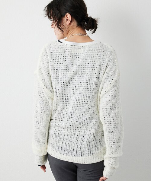 THE PAUSE(ザ ポーズ)の「【THE PAUSE】メッシュプルオーバー(ニット/セーター・レディース・オレンジ/ベージュ/オフホワイト・FREE)」の7枚目の写真