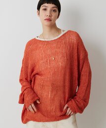【美品】  Whim Gazette  / ウィムガゼット | 2021AW | MIXファーニットプルオーバー | F | オレンジ | レディース 美品】 Whim Gazette / ウィムガゼット | 2021AW | MIXファーニット