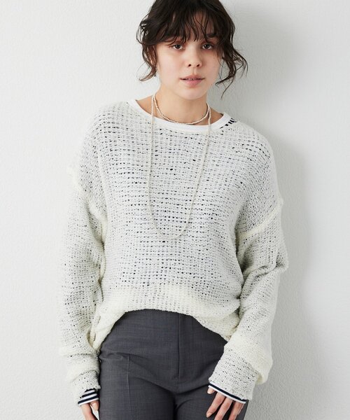 THE PAUSE(ザ ポーズ)の「【THE PAUSE】メッシュプルオーバー(ニット/セーター・レディース・オレンジ/ベージュ/オフホワイト・FREE)」の5枚目の写真