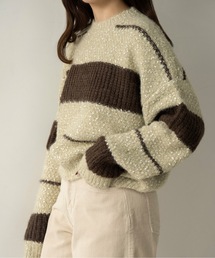 lawgy | drop shoulder mix random border knit / ドロップショルダーミックスランダムボーダーニット(ニット/セーター)