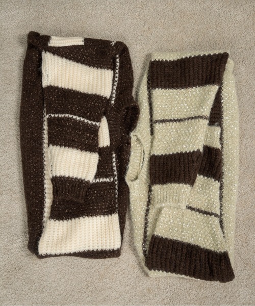 lawgy(ラウジー)の「drop shoulder mix random border knit / ドロップショルダーミックスランダムボーダーニット(ニット/セーター・レディース・ブラウン/ミント・FREE)」の17枚目の写真