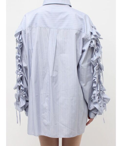 jouetie（ジュエティ）の「ショルダーフリルリボンタイBIGシャツ　春服（シャツ/ブラウス・レディース・ブルー/オフホワイト/ピンク・MEDIUM）」の21枚目の写真
