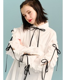 jouetie（ジュエティ）の「ショルダーフリルリボンタイBIGシャツ（シャツ/ブラウス）」