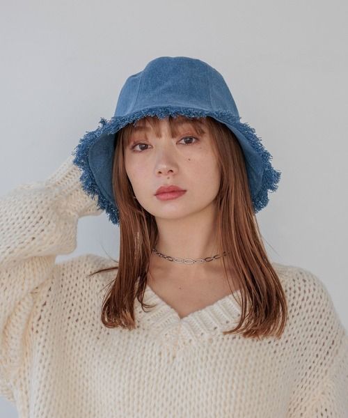 BAYFLOW(ベイフロー)の「デニムフリンジハット(ハット・レディース・ブルー/ブルー系その他・FREE)」の2枚目の写真
