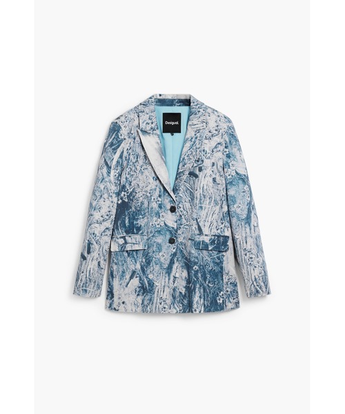 Desigual(デシグアル)の「フォトグラフィックプリント ブルーレギュラーフィットブレザー(テーラードジャケット・レディース・ブルー・M/L/XL/S/XS)」の1枚目の写真