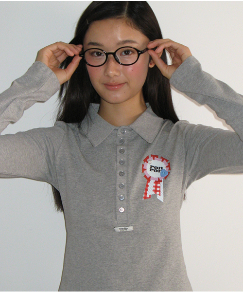 RONRON(ロンロン)の「ROSETTE BUTTON HENRYNECK LONG SLEEVE GREY(Tシャツ/カットソー・レディース・その他・FREE)」の4枚目の写真