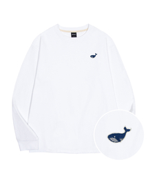 ミニウェイル刺繍クルーネックオーバーサイズ長袖Tシャツ